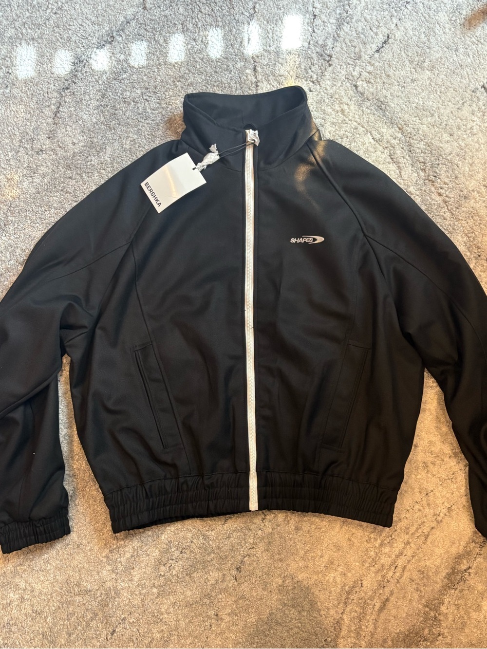 Bershka Black Track Jacket with White Zipper
